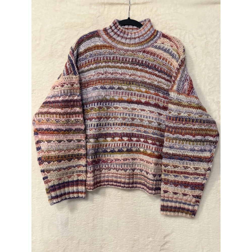 St. John's Bay Pink Spacedye Mock Neck Sweater Womens XXL NWT Multi Color Knit